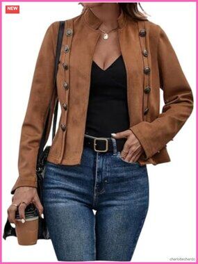 Faux Suede Leather Jacket Casual Long Sleeve Blazer Coat Fall Outfits